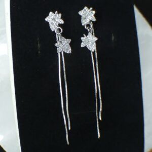 rhinestones studded leaf dangles