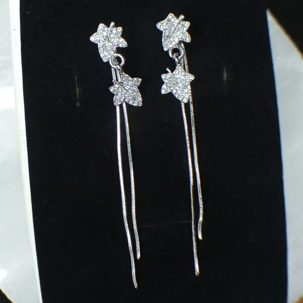 rhinestones studded leaf dangles