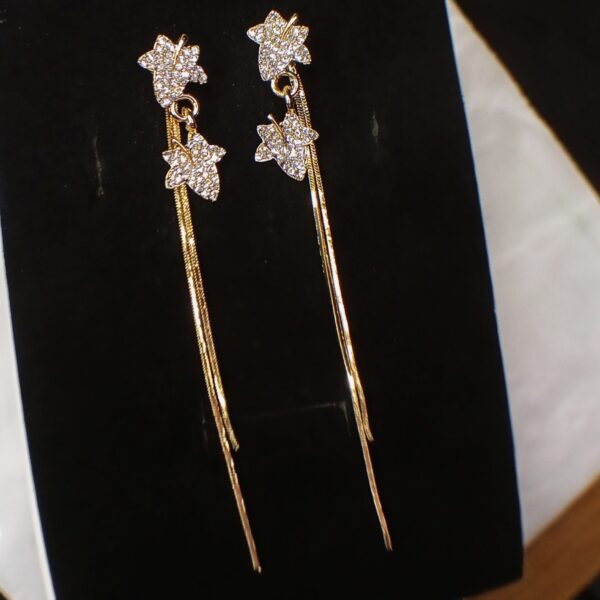 rhinestones studded leaf dangles
