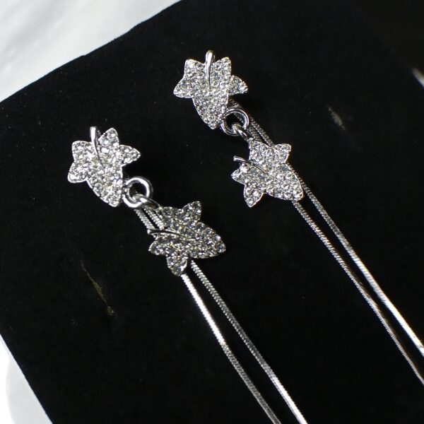 rhinestones studded leaf dangles