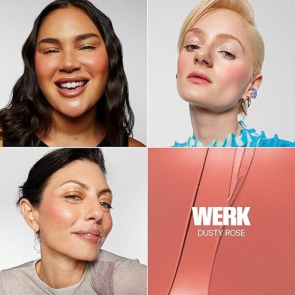 Swatch of Milk Makeup Lip + Cheek in 'Werk' on light skin, displaying its creamy, dusty rose hue with a natural, dewy finish.