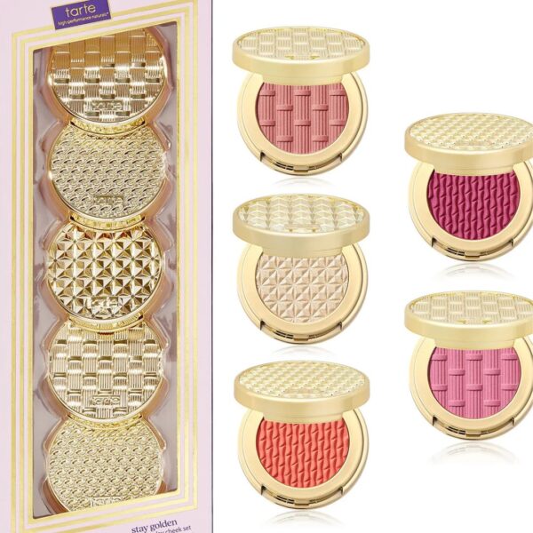Tarte Stay Golden Amazonian Clay Cheek Set – 5-piece mini blush and highlighter palette