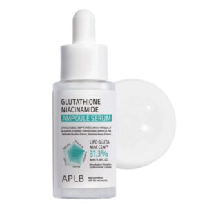"APLB Glutathione Niacinamide Ampoule Serum 40ml bottle on white background"

