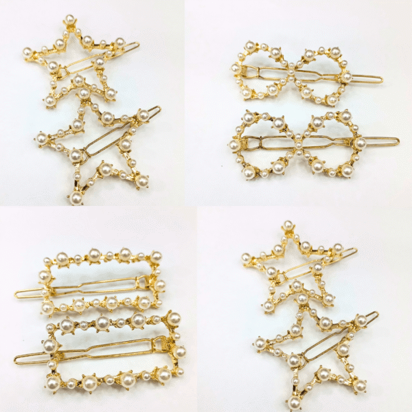 KOREAN STYLE PEARLS STUDDED GOLDEN HAIR PINS (pack of 2) - Let's Glamorize