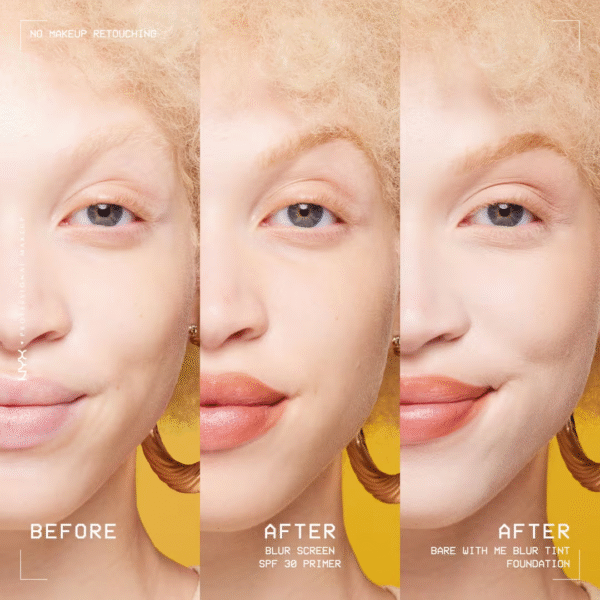 Applying NYX Blur Screen Primer to hand – smooth, blurred finish