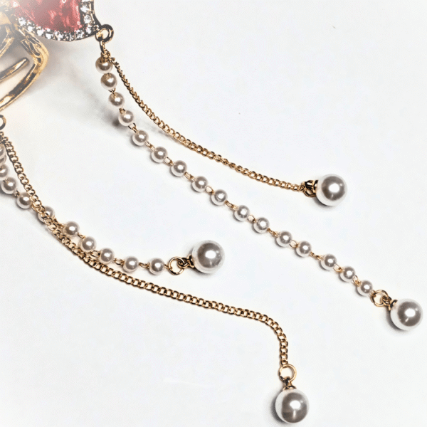 RHINESTONES & PEARLS STUDDED, DROP BUTTERFLY HAIR CLAW/CATHCER - Let's Glamorize