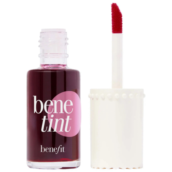 Benetint Rose-Tinted Lip & Cheek Stain 2ml Mini in clear bottle with red tint and white cap