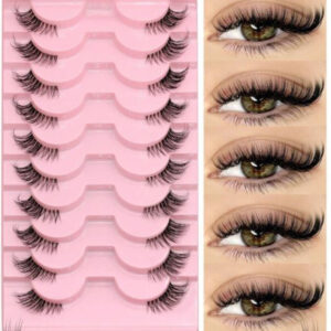 shein 10 pairs half lashes clear band eyelashes cat eye false eyelashes short soft 3d faux mink eyelashes soft natural makeup