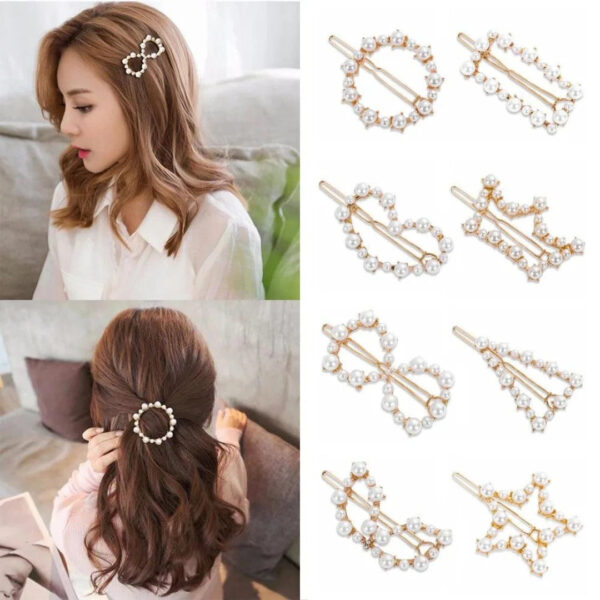 KOREAN STYLE PEARLS STUDDED GOLDEN HAIR PINS (pack of 2) - Let's Glamorize