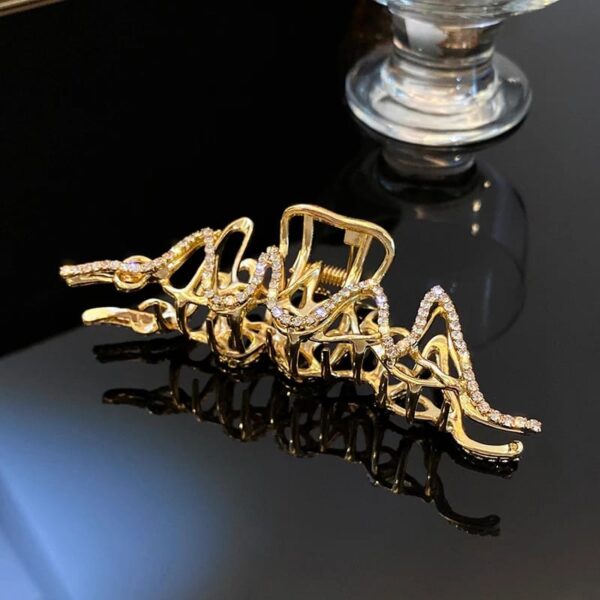rhinestones studded golden hair claw