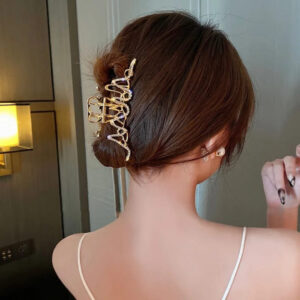 rhinestones studded golden hair claw