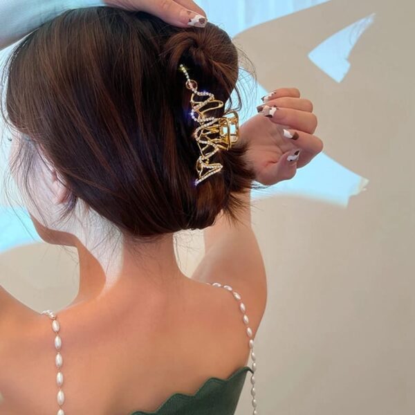rhinestones studded golden hair claw