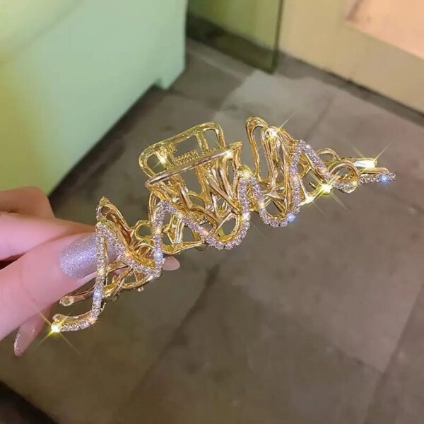 rhinestones studded golden hair claw