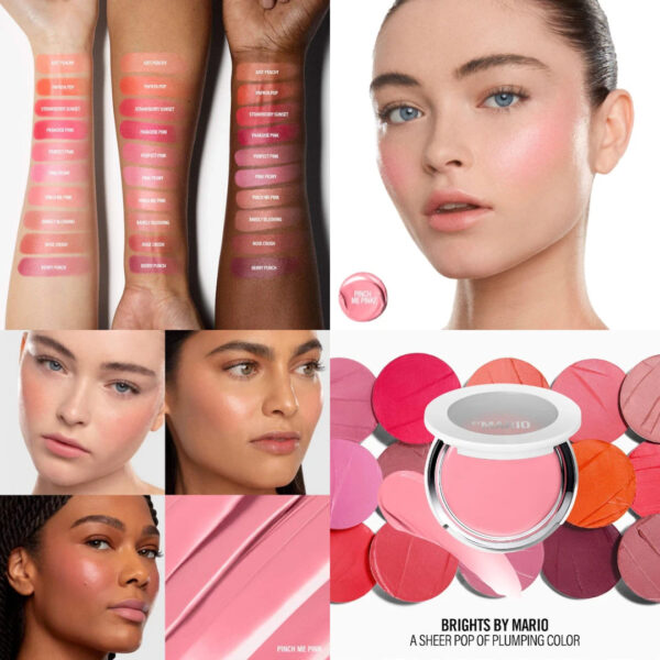 "Close-up of Makeup by Mario Soft Pop Plumping Cream Blush in Pinch Me Pink for natural flush."