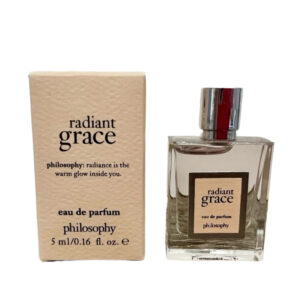 "Radiant Grace Philosophy Eau de Parfum 5ml mini bottle with an elegant design. A luminous floral fragrance, perfect for travel and gifting."