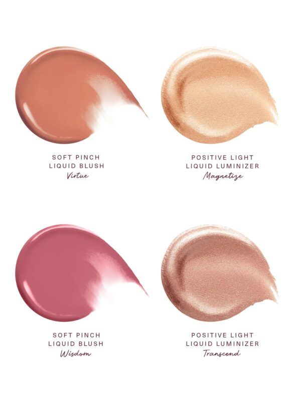Application of Rare Beauty Blush and Luminizer on Model