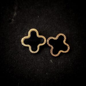 Golden and black leaf ear studs