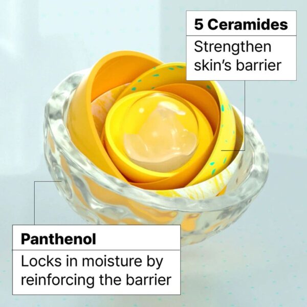 "Lightweight, creamy sun fluid texture shown on the back of a hand, demonstrating easy absorption and no white cast."