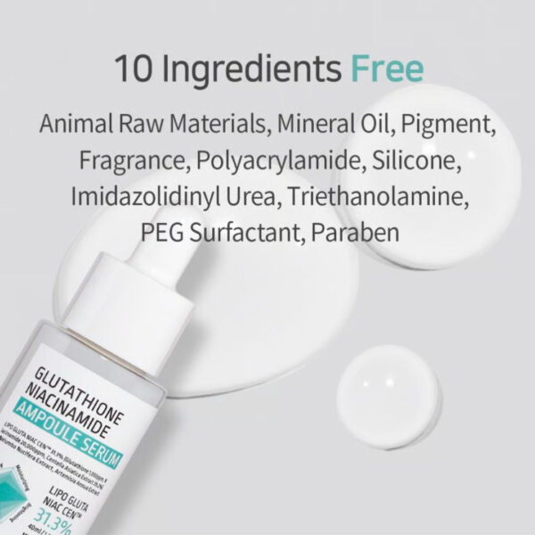 "APLB Glutathione Niacinamide Ampoule dropper showing clear serum"
