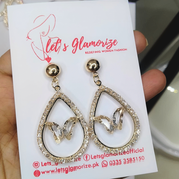 Crystal Butterfly Oasis Dangle Earrings - Image 2