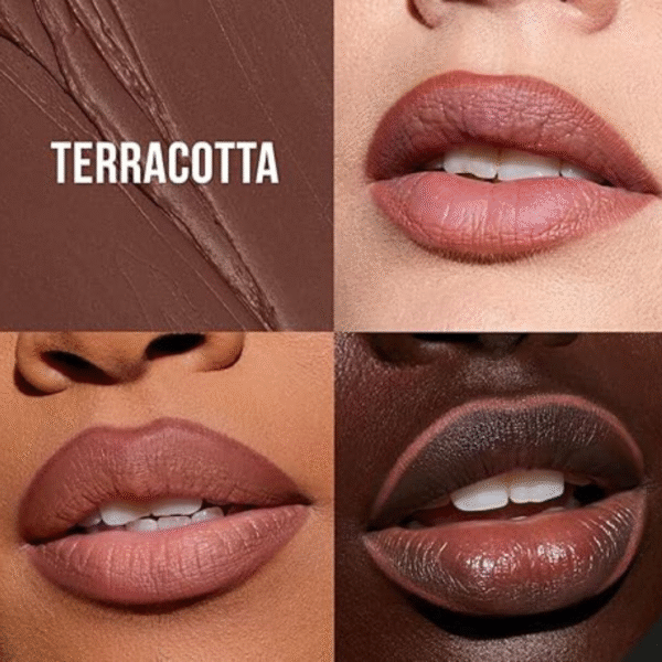 "Brown Kit Lip Duo by Huda Beauty on tropical background with coconut"