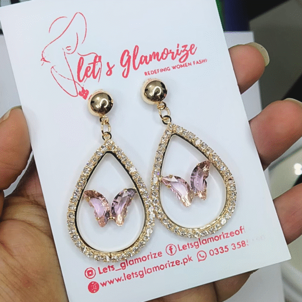 Crystal Butterfly Oasis Dangle Earrings - Image 4