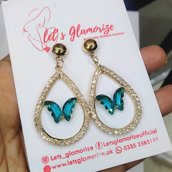 Crystal Butterfly Oasis Dangle Earrings - Image 5
