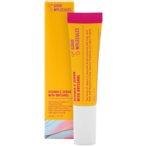 "Good Molecules Vitamin C Serum with Oryzanol 30ml in clear dropper bottle on white background"

