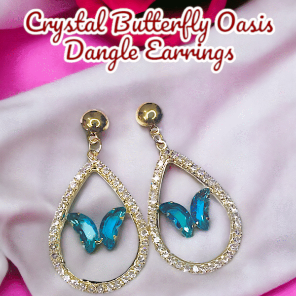 Crystal Butterfly Oasis Dangle Earrings