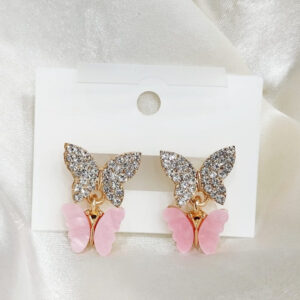Rhinestones and crystal butterfly earrings