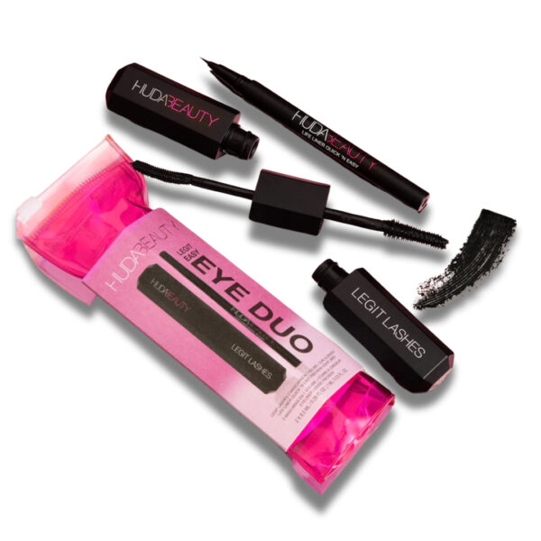 "Huda Beauty waterproof eyeliner and mascara duo – Smudge-proof formula"
