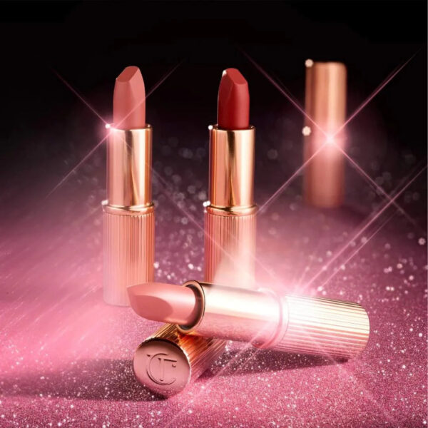 "Close-up of the Charlotte Tilbury Mini Lipstick Set in sleek packaging."