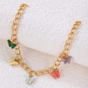 Multi colour butterfly crystal necklace
