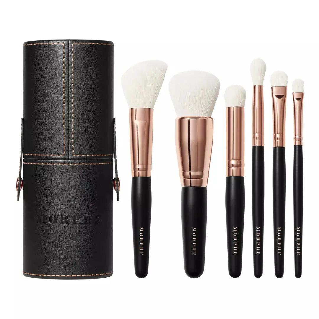 Morphe rose away 6 pieces face and eye brushes travel set Let's Glamorize