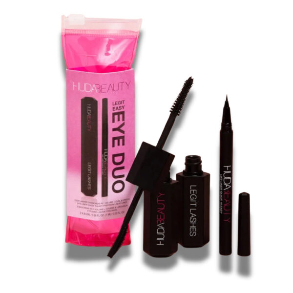 "Huda Beauty Legit Easy Eye Duo applied on eyes – Bold & defined look"